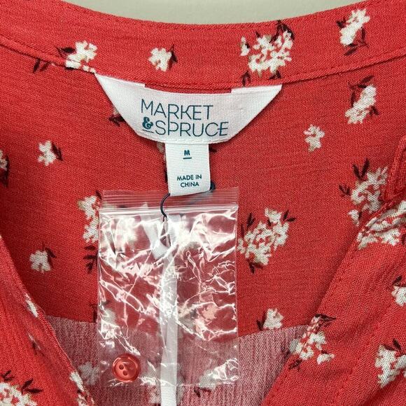 NWT Market & Spruce Floral Sleeveless Prat Henley Shirt Size M Stitch Fix - Picture 4 of 9
